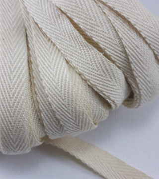 Taśma bawełniana jodełka 10mm/50m naturalna 2696